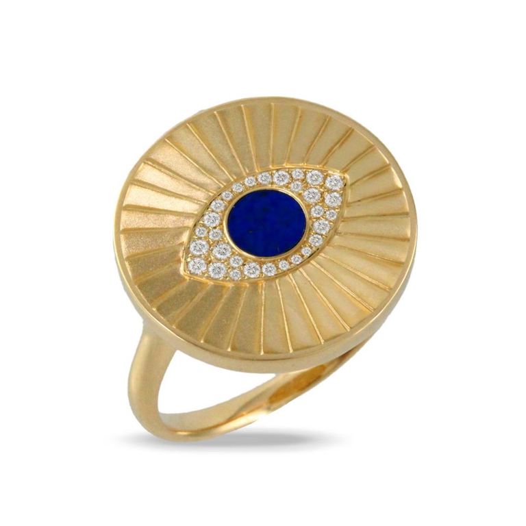 18k Gold Lapis Lazuli and Diamond Ring