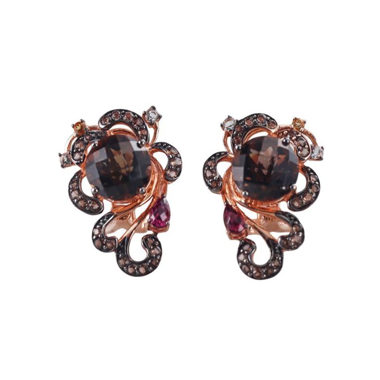 14k Gold Quartz and Gemstone Earrings