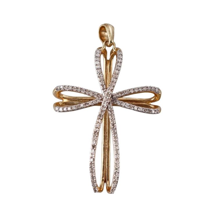 14k Gold Diamond Cross Pendant