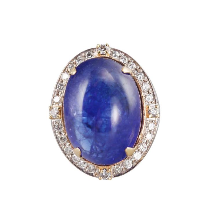 18k Gold Tanzanite and Diamond Cocktail Ring