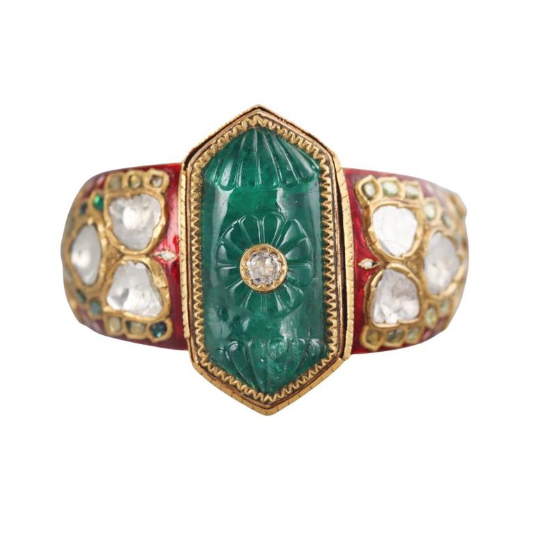 Emerald and Diamond Enamel Bracelet
