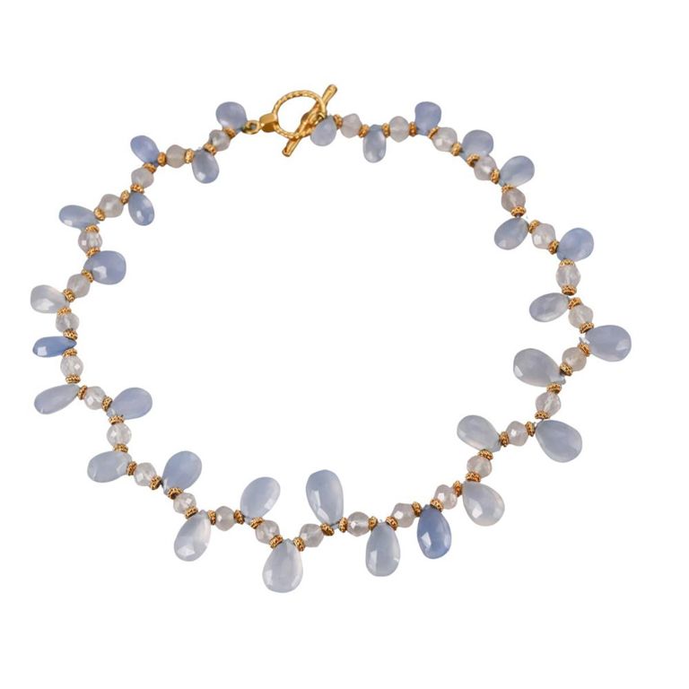 18k Gold Chalcedony Toggle Necklace