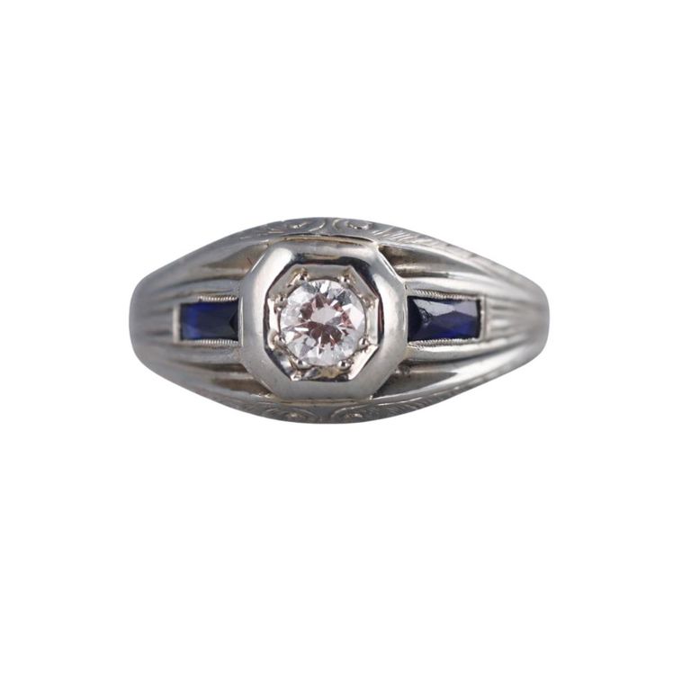 18k Gold Diamond and Sapphire Ring