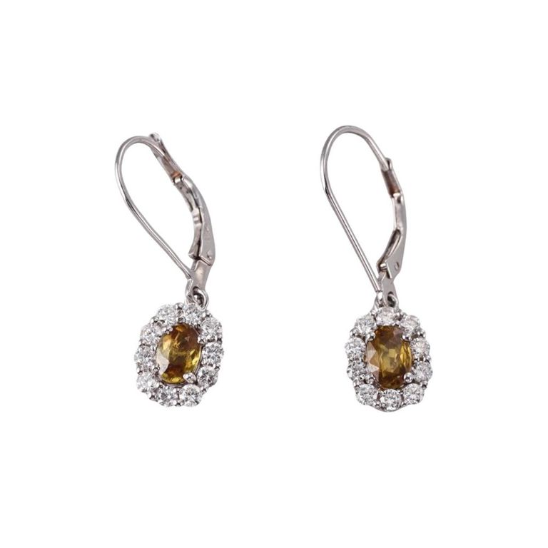 Pair of 14k Gold Sapphire and Diamond Earrings