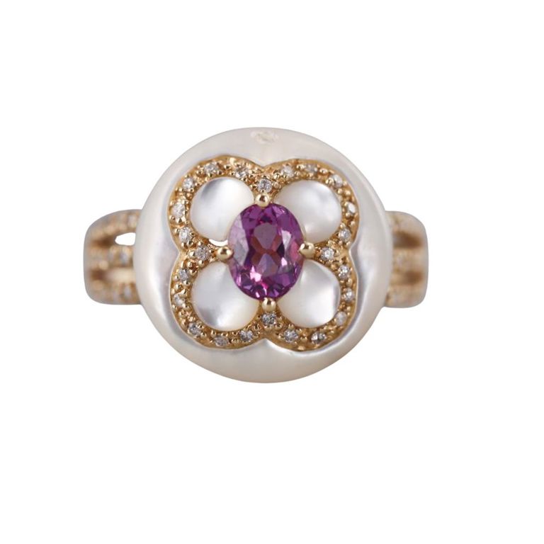 14k Gold Amethyst and Diamond Ring