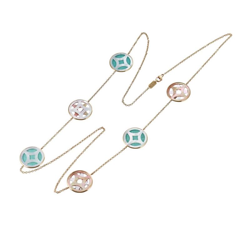 Turquoise and Mother of Pearl Station Necklace