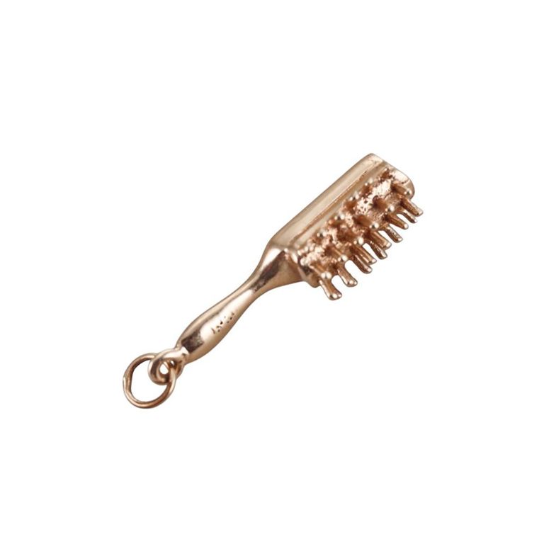 Vintage 14k Gold Hairbrush Pendant