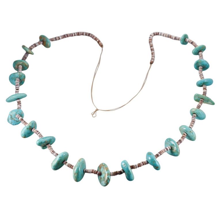 Turquoise and Shell Bead Necklace