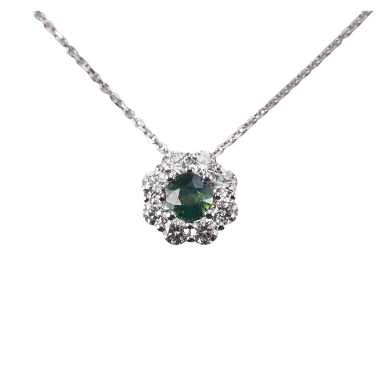 14k Gold Sapphire and Diamond Pendant Necklace