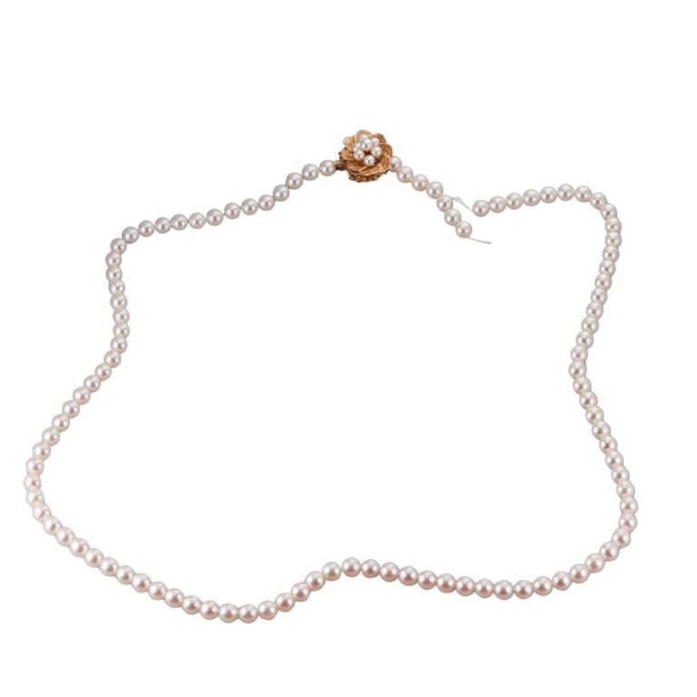 Mid Century 14k Gold Pearl Necklace