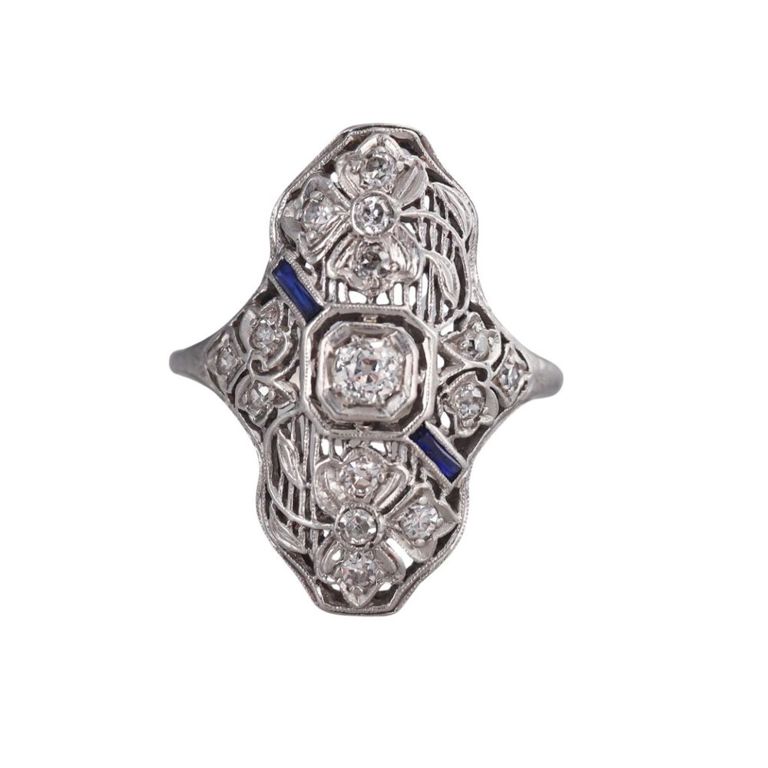 18k Gold Diamond Filigree Ring