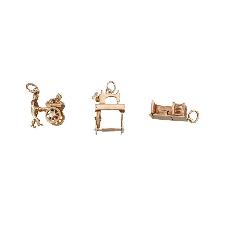 Set of 3 Vintage 14k Gold Charms