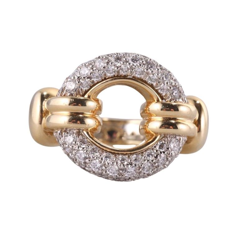 18k Gold and Platinum Diamond Halo Ring