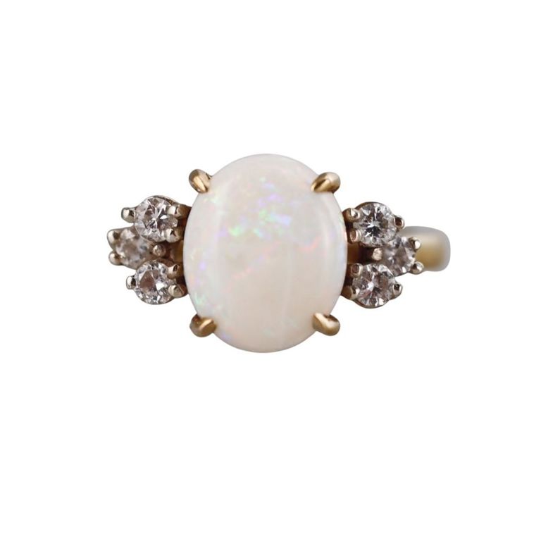 18k Gold Opal and Diamond Ring