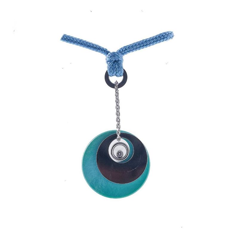 18k Gold Diamond and Turquoise Pendant Necklace