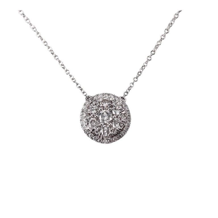 9k White Gold Diamond Pendant Necklace