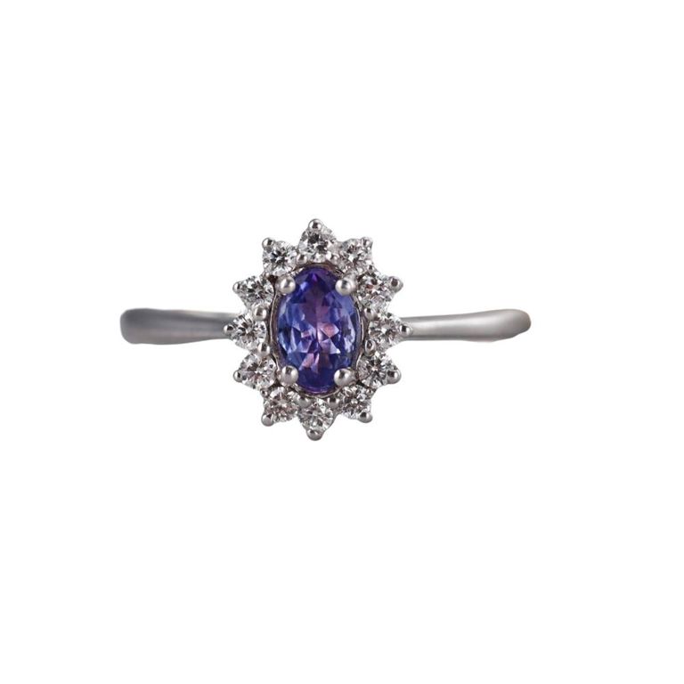 9k Gold Tanzanite and Diamond Ring