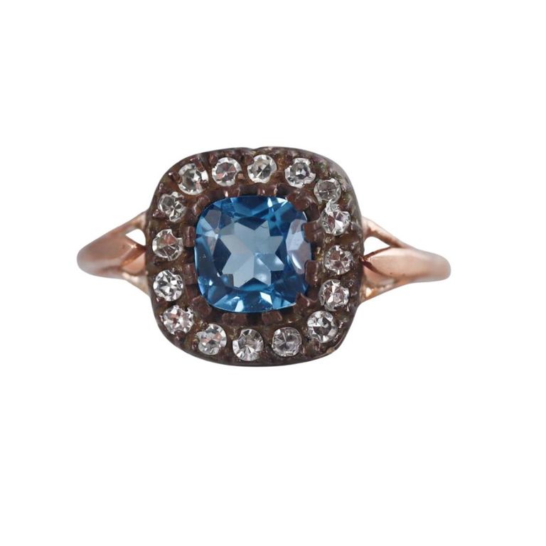 14k Gold and Silver Gemstone and Diamond Ring