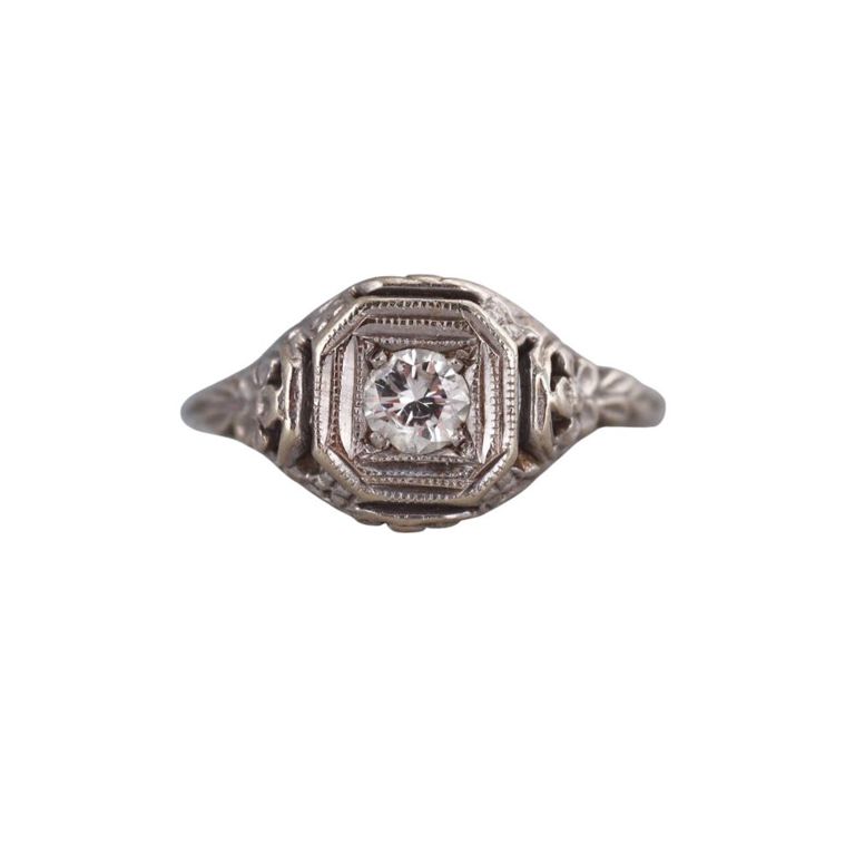 Art Deco 14k Gold Diamond Engagement Ring
