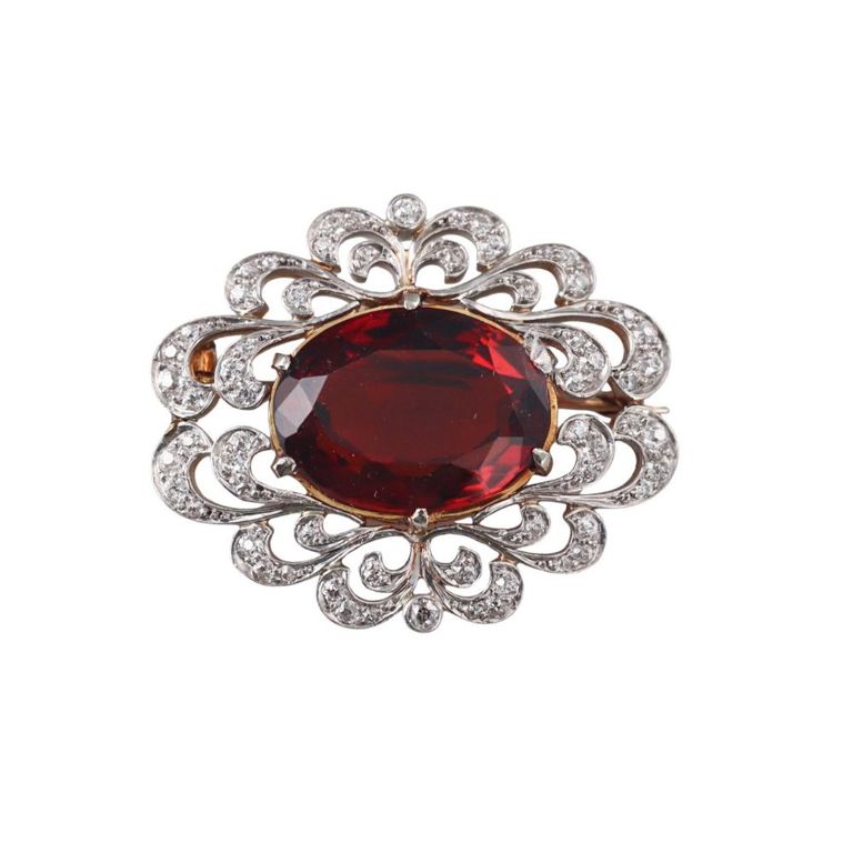 Diamond and Garnet Brooch