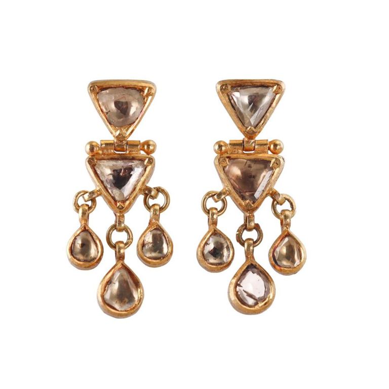 Pair of 20k Gold Diamond Drop Earrings