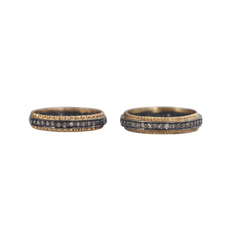14k Gold Silver Diamond Ring Set