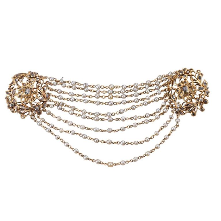 22k Gold Diamond and Pearl Brooch