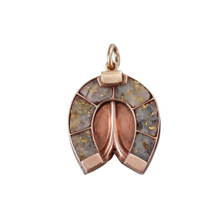 14k Gold Hardstone Horseshoe Pendant