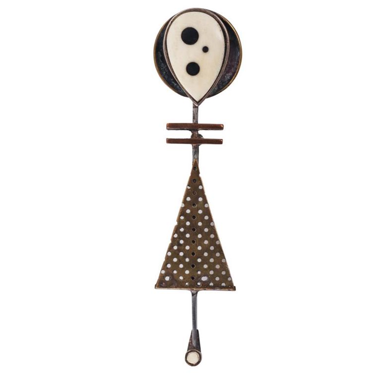 Silver and Copper Abstract Brooch