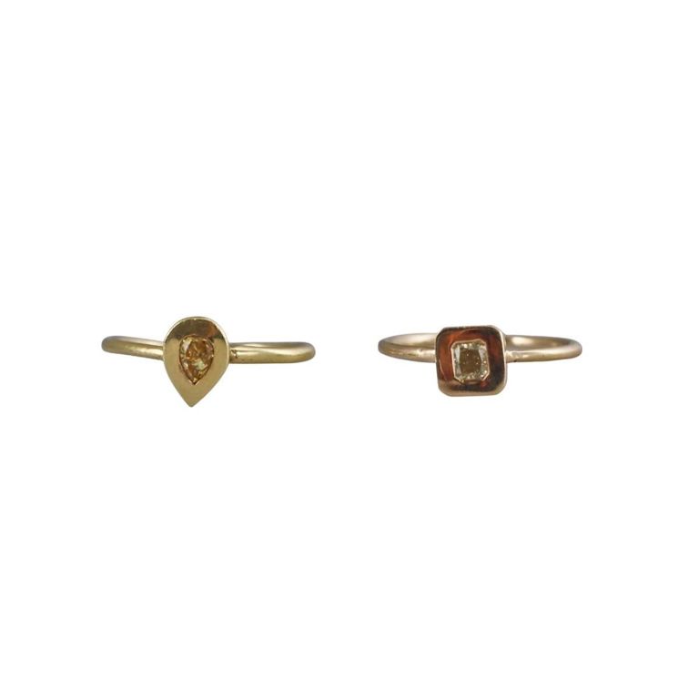 Set of 2 14k Gold Diamond Rings