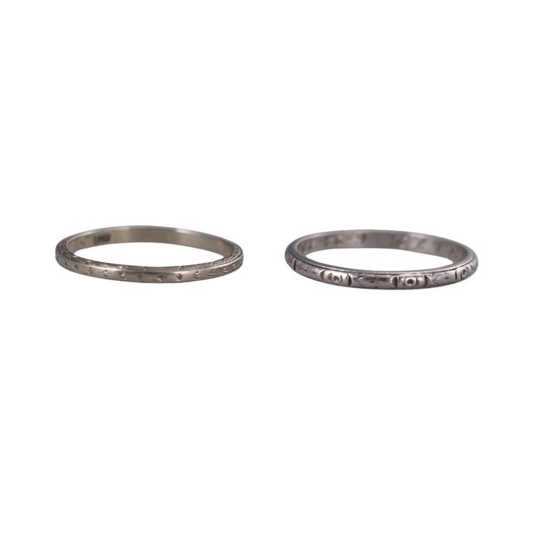 Art Deco Platinum 18k Gold Ring Set