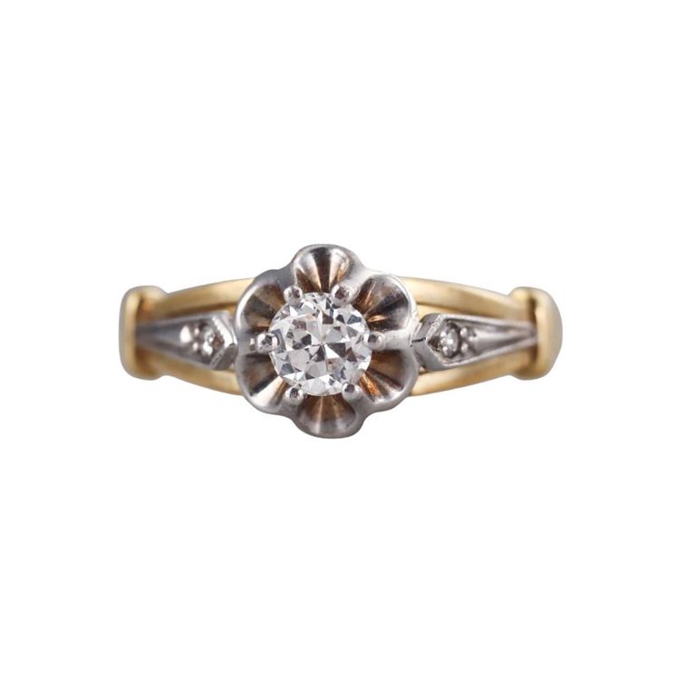 Vintage Russian 18k Gold Diamond Ring