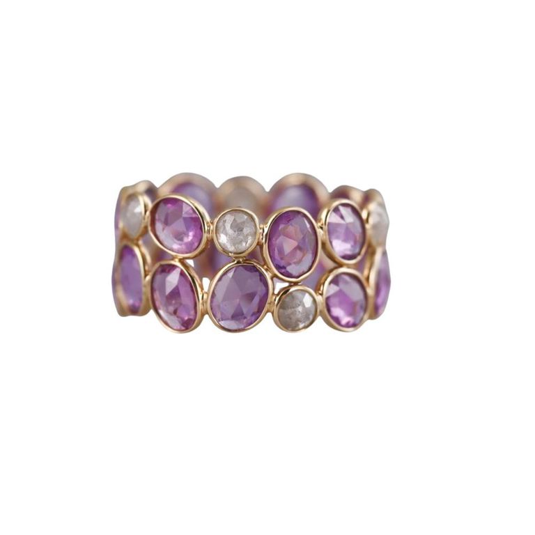 18k Gold Sapphire and Diamond Band Ring