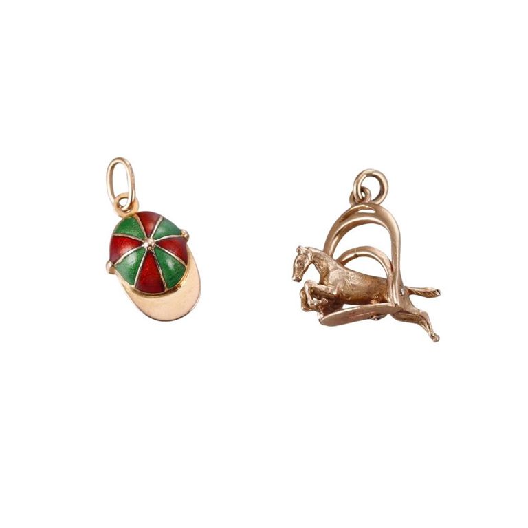Set of 2 Vintage 9k and 14k Gold Charms