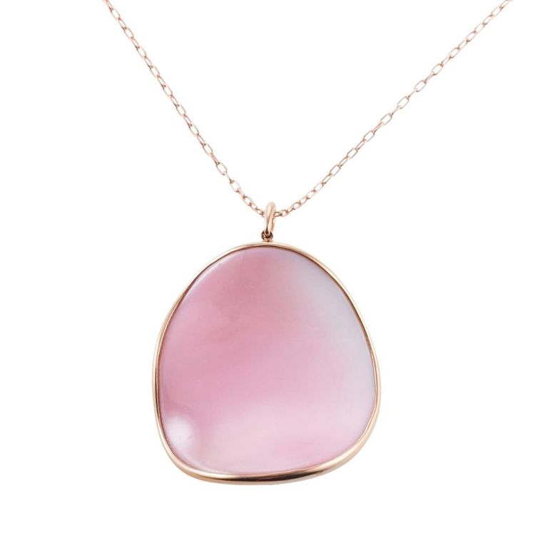 18k Rose Gold Mother of Pearl Pendant Necklace