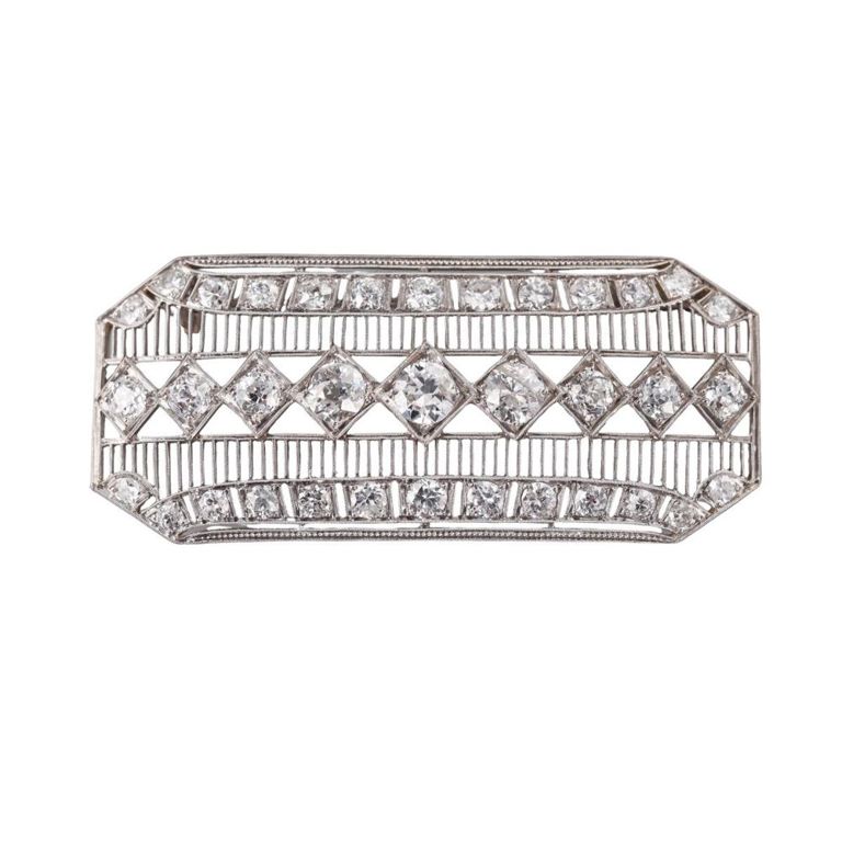 Platinum Diamond Filigree Brooch