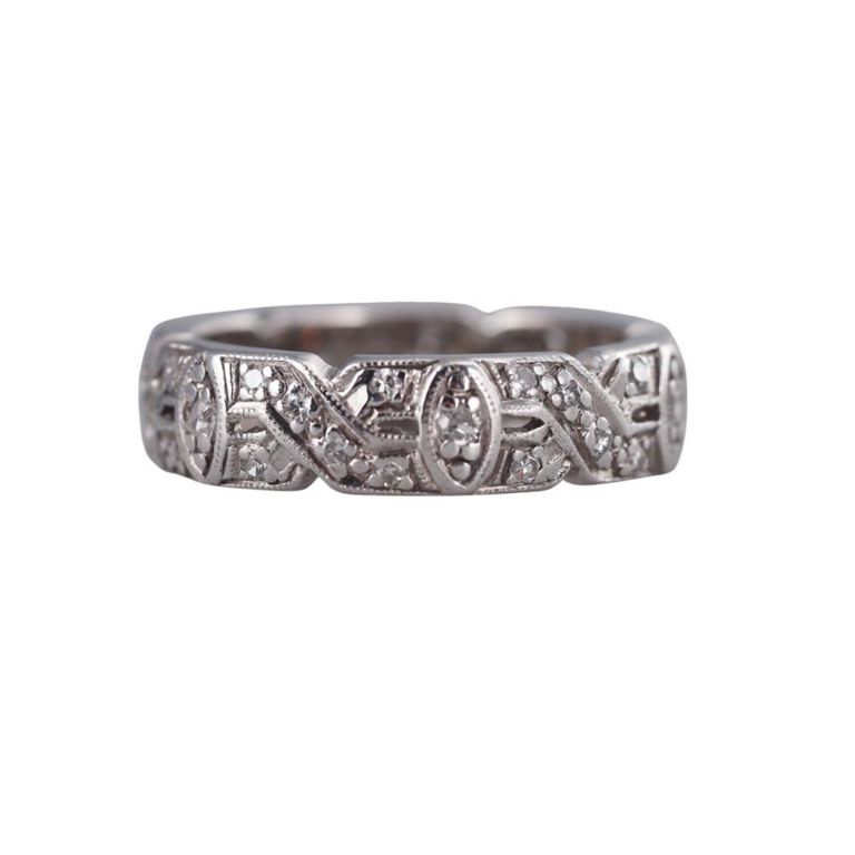 Art Deco Platinum Diamond Eternity Band Ring