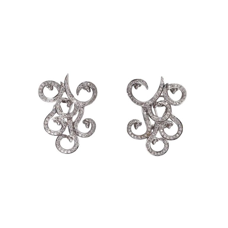 18k Gold Diamond Swirl Earrings