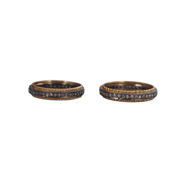 14k Gold Silver Diamond Ring Set