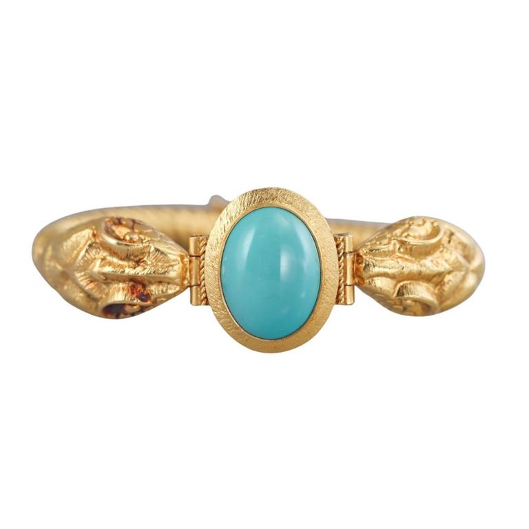 20k Gold Turquoise Snake Bracelet