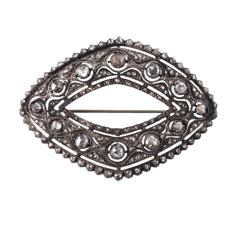 Silver and Gold Diamond Buckle Brooch