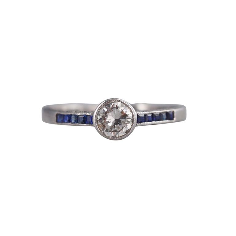 Platinum Sapphire and Diamond Engagement Ring