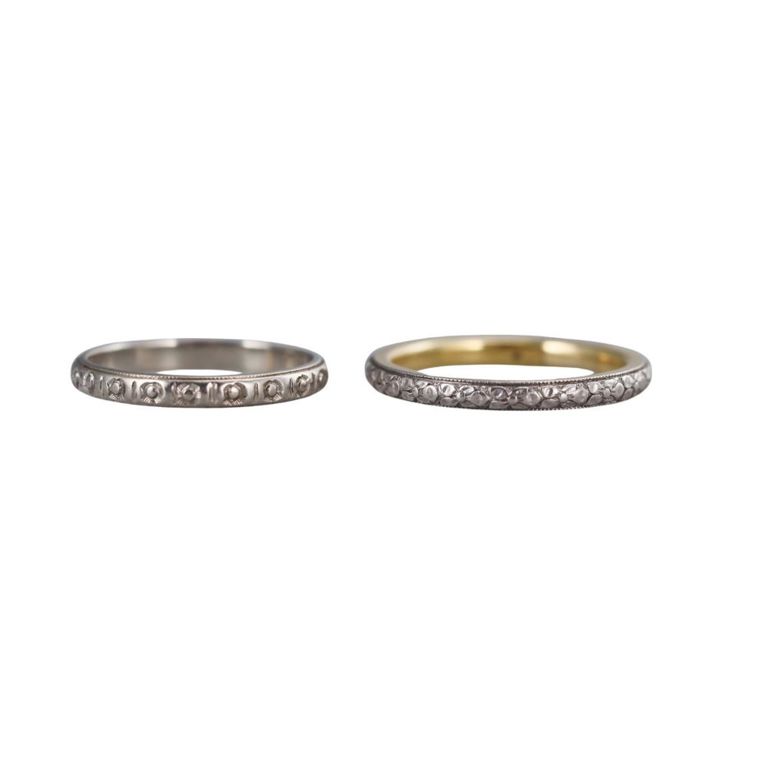 Art Deco Platinum 18k Gold Ring Set