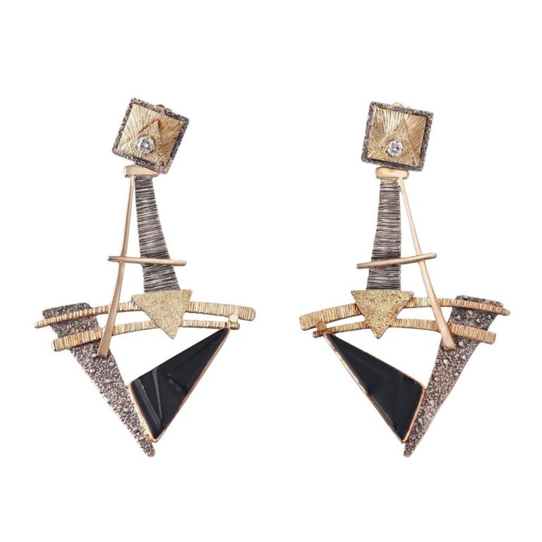 Gold and Silver Diamond Earrings
