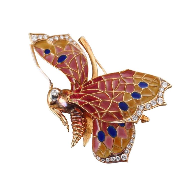 18k Gold Diamond Butterfly Brooch
