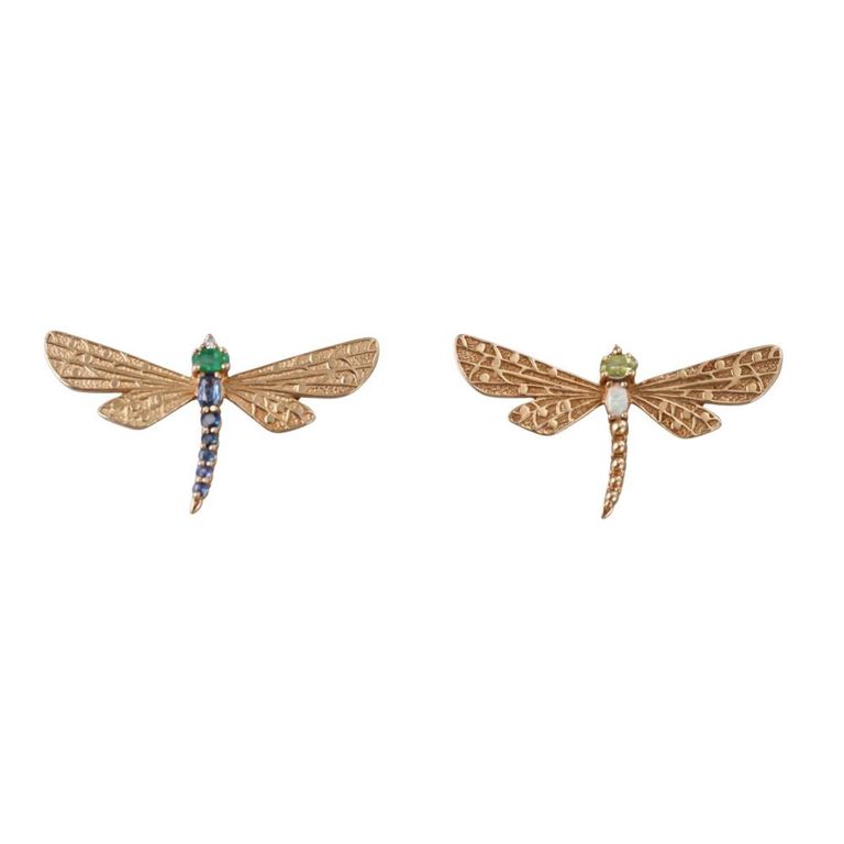 Set of 2 14k Gold Multi Gemstone Brooches