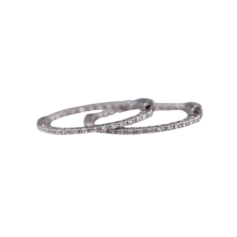Pair of 14k Gold Diamond Hoop Earrings