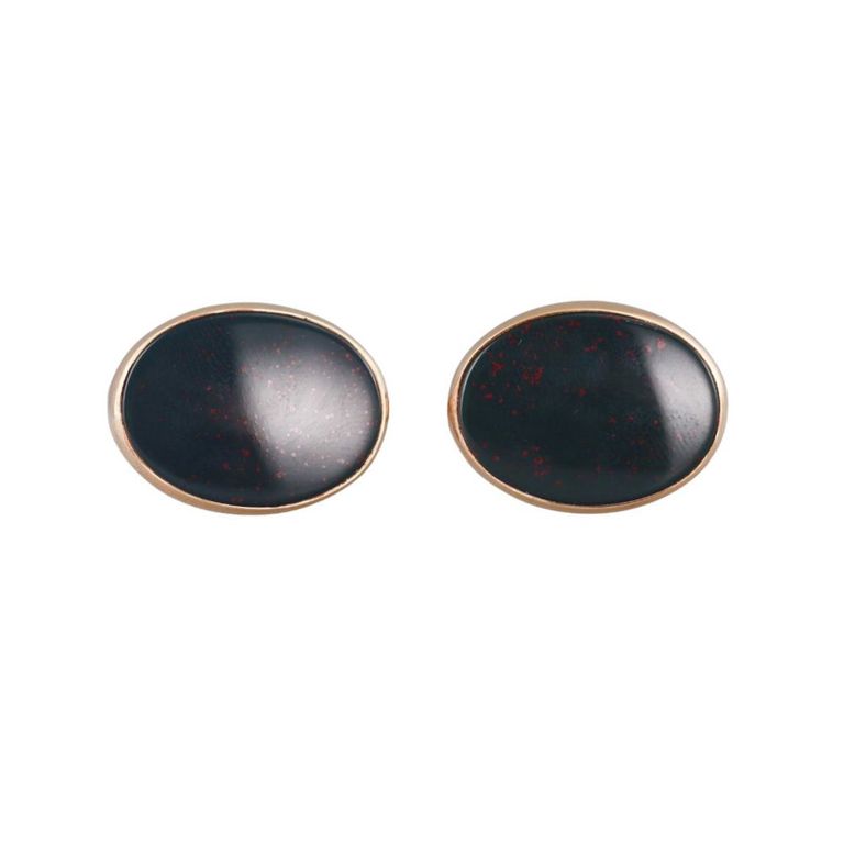 Pair of 14k Gold Bloodstone Cufflinks