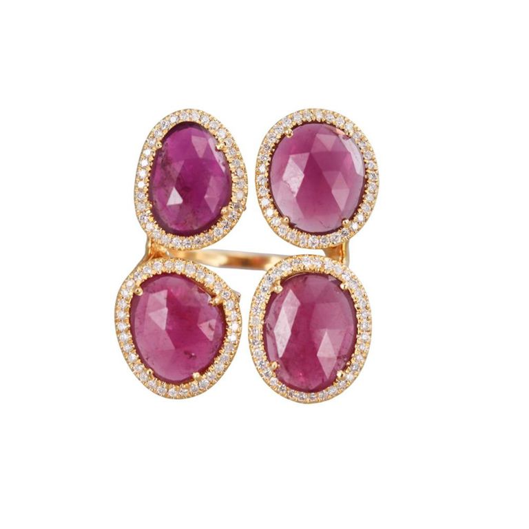 18k Gold Tourmaline and Diamond Cocktail Ring