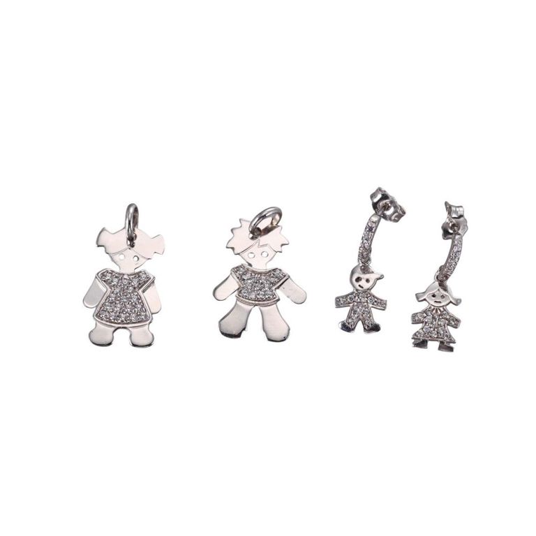 18k Gold Diamond Girl and Boy Jewelry Set